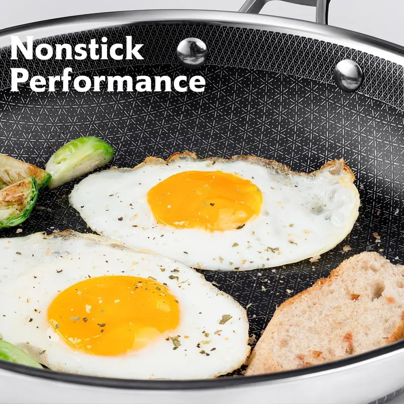 10-Piece Hybrid Nonstick Cookware Set with Lids – Stainless Steel