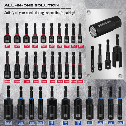 41/59/80-Piece Magnetic Impact Nut Driver Set, Metric & SAE Fastener Tool Kit for Home & Auto Repair