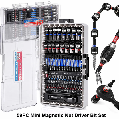 41/59/80-Piece Magnetic Impact Nut Driver Set, Metric & SAE Fastener Tool Kit for Home & Auto Repair